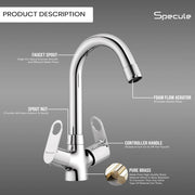 Ornamix Center Hole Wash Basin Mixer Tap with Swivel Spout - by Specule